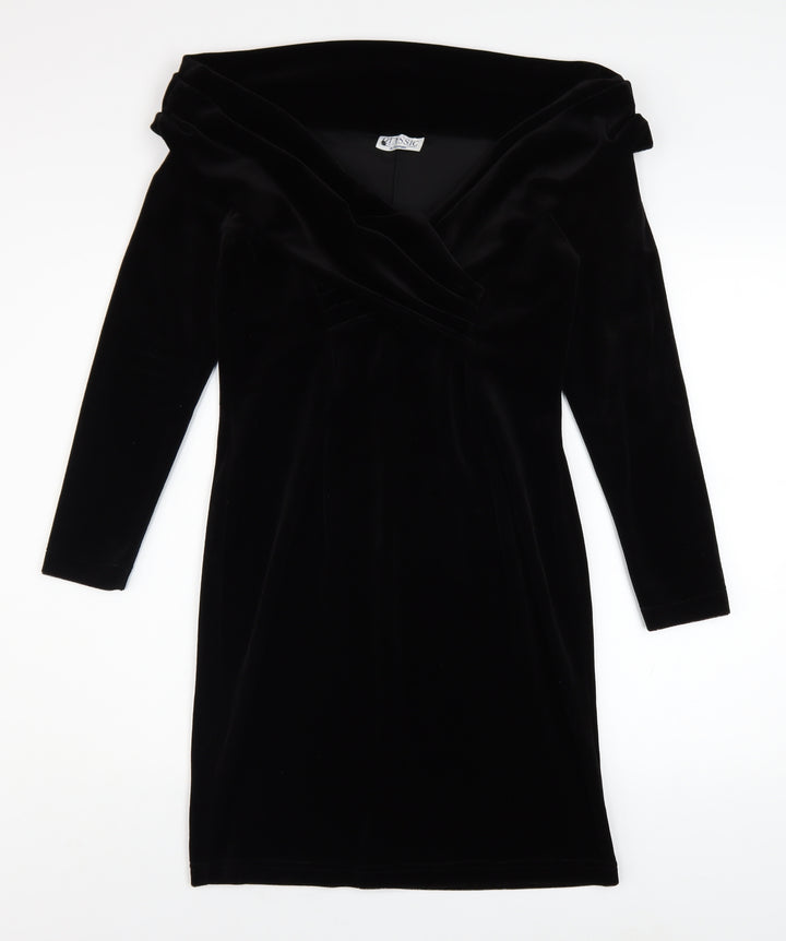 Classic by Freemans Women's Black Velvet Bodycon Dress Size 14