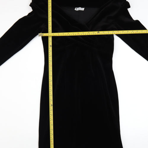 Classic by Freemans Women's Black Velvet Bodycon Dress Size 14