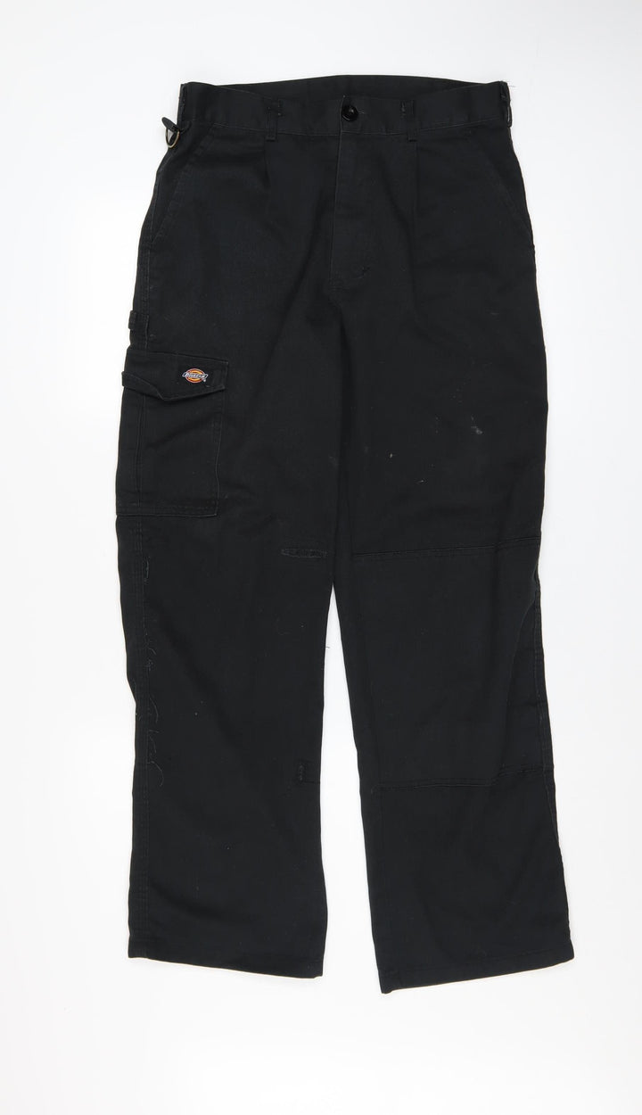 Dickies Men's Black Cargo Work Trousers 30R Polyester Cotton