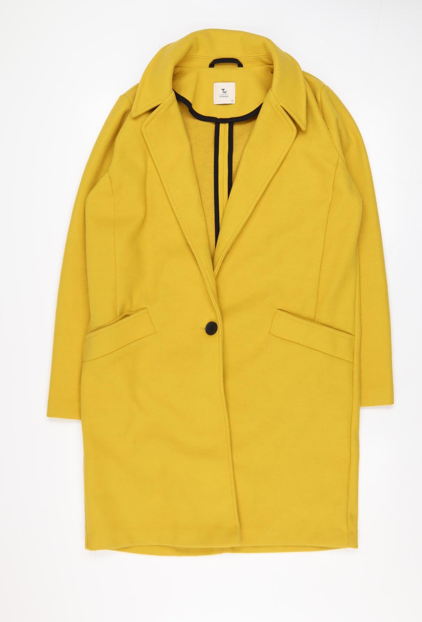 Tu Women Yellow Mid-Length Overcoat Size 10