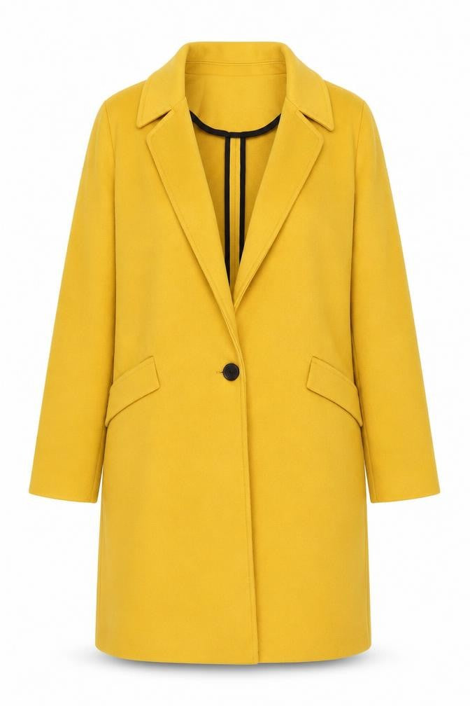 Front view of Tu Women Yellow Mid-Length Overcoat, size 10