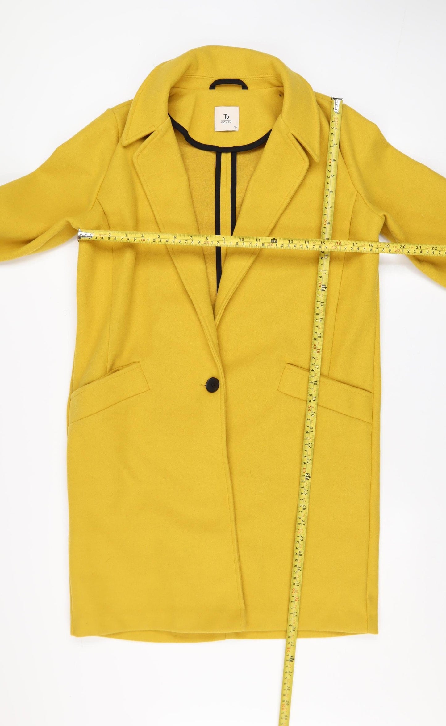Tu Women Yellow Mid-Length Overcoat Size 10