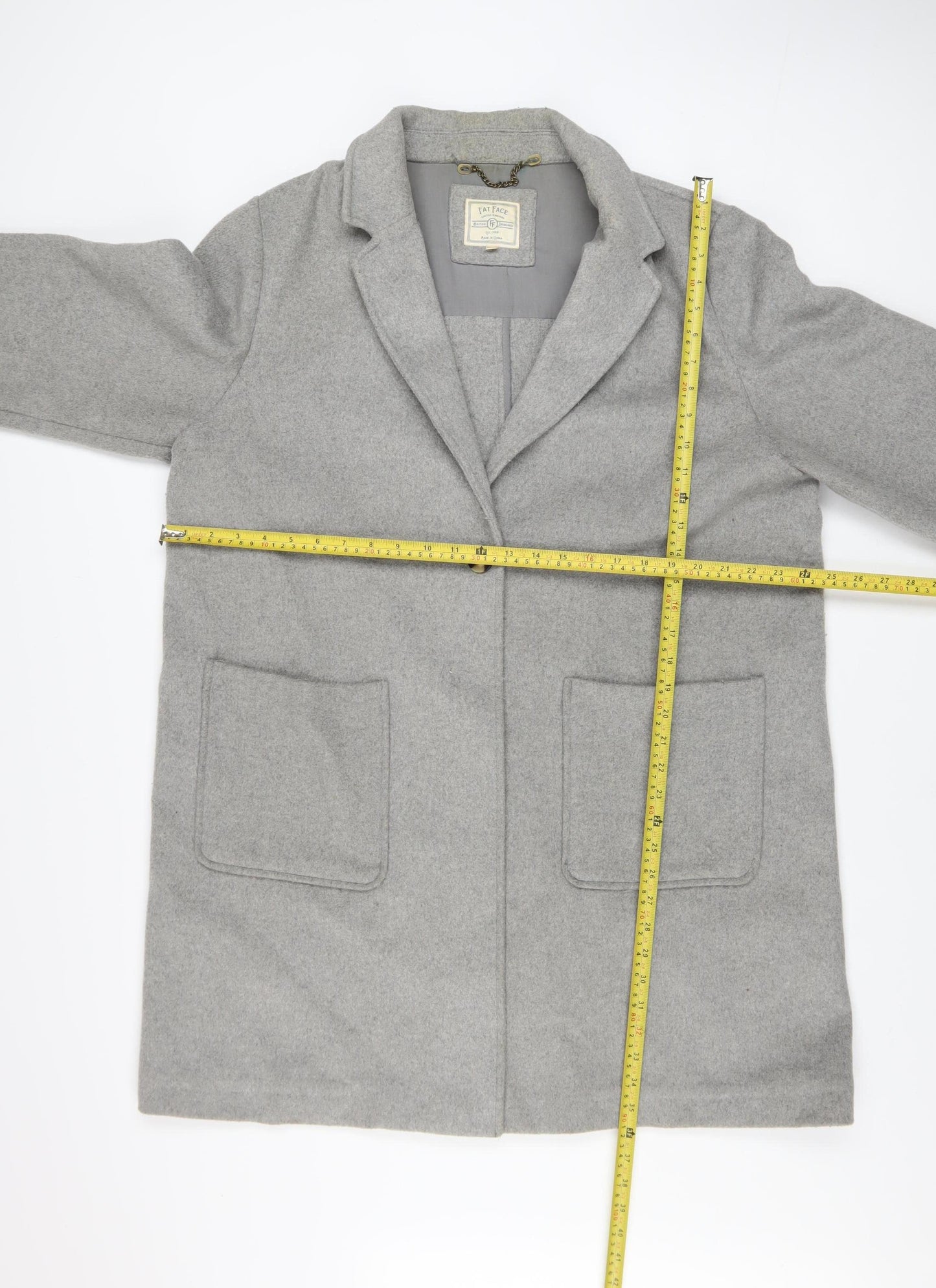 Fat Face Women’s Grey Wool Blend Mid-Length Coat Size 20