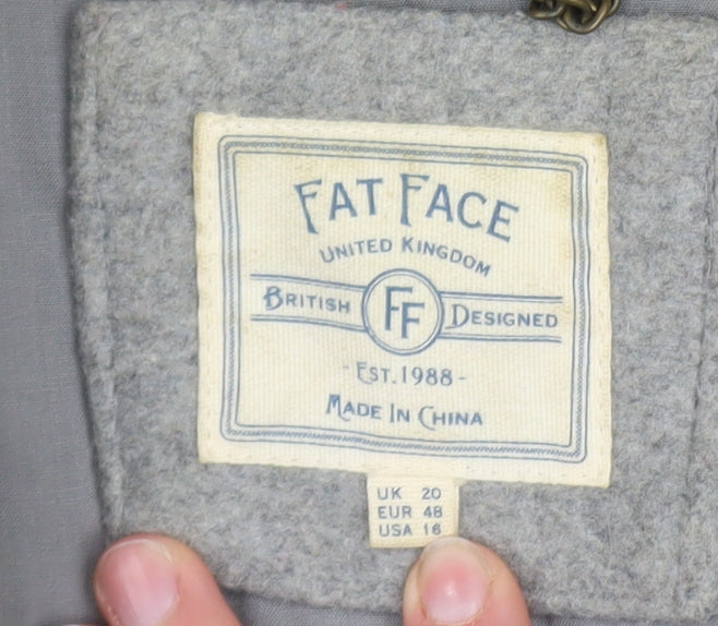 Fat Face Women’s Grey Wool Blend Mid-Length Coat Size 20