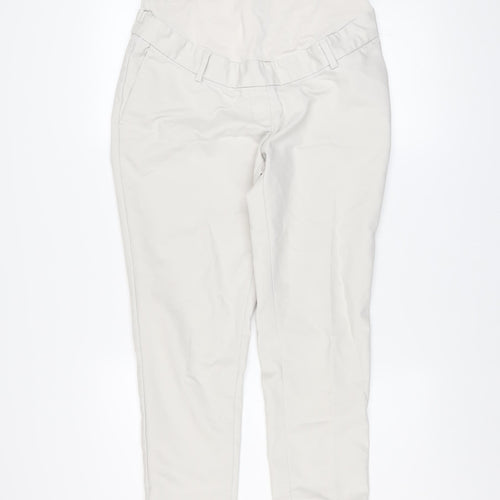H&M MAMA Beige Maternity Cotton Blend Tapered Women's Trousers Size 12