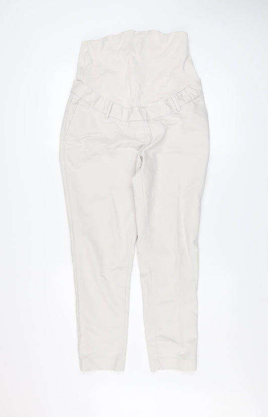 H&M MAMA Beige Maternity Cotton Blend Tapered Women's Trousers Size 12