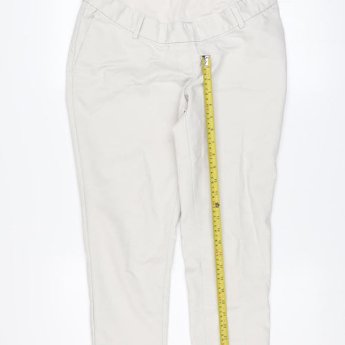 H&M MAMA Beige Maternity Cotton Blend Tapered Women's Trousers Size 12