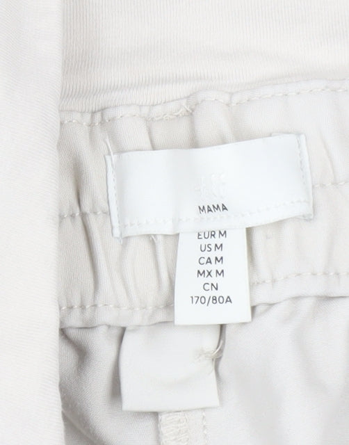H&M MAMA Beige Maternity Cotton Blend Tapered Women's Trousers Size 12