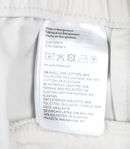 H&M MAMA Beige Maternity Cotton Blend Tapered Women's Trousers Size 12