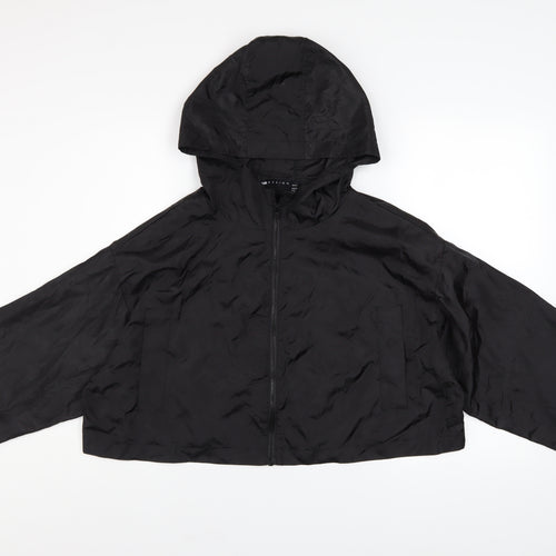 ASOS DESIGN Women’s Black Cropped Hooded Windbreaker Jacket Size 14