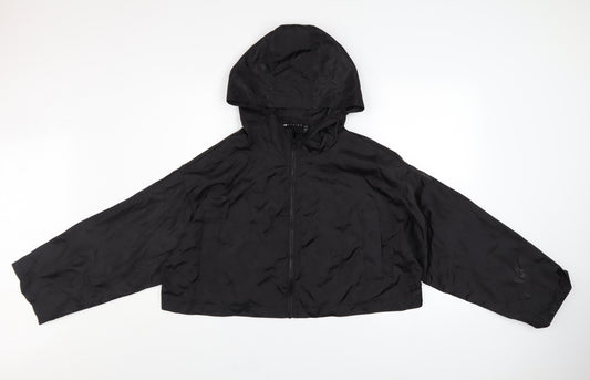 ASOS DESIGN Women’s Black Cropped Hooded Windbreaker Jacket Size 14