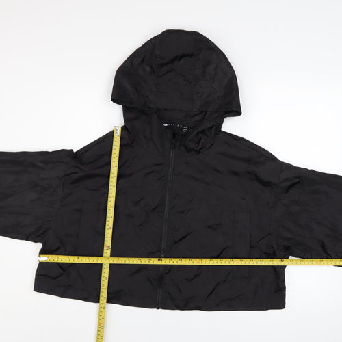 ASOS DESIGN Women’s Black Cropped Hooded Windbreaker Jacket Size 14