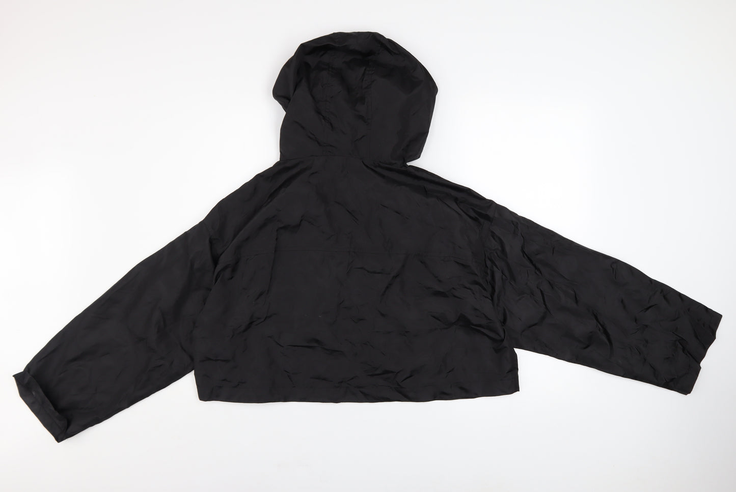 ASOS DESIGN Women’s Black Cropped Hooded Windbreaker Jacket Size 14