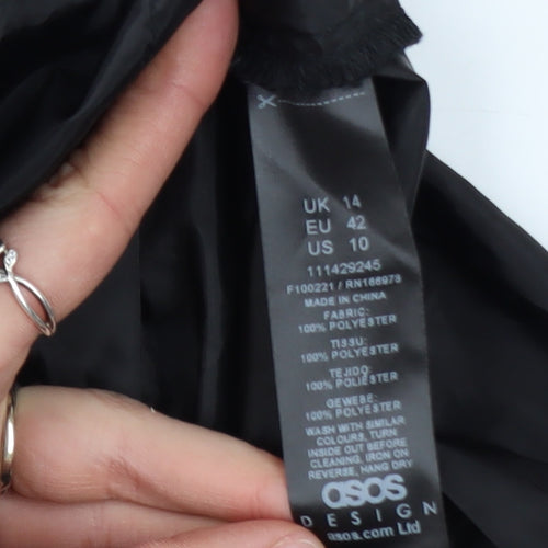 ASOS DESIGN Women’s Black Cropped Hooded Windbreaker Jacket Size 14