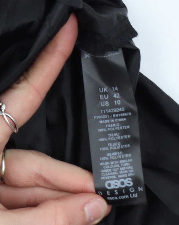 ASOS DESIGN Women’s Black Cropped Hooded Windbreaker Jacket Size 14