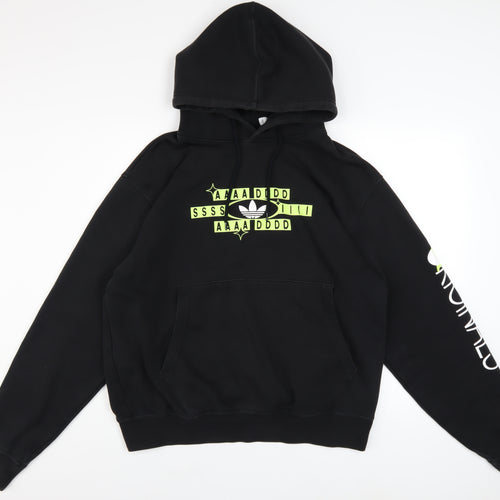 Adidas Men's Black Pullover Hoodie L Logo Graphic Sweatshirt