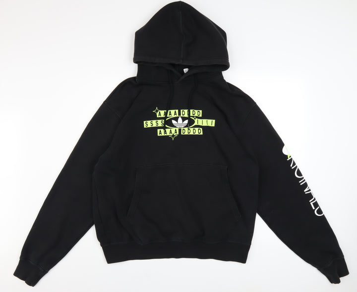 Adidas Men's Black Pullover Hoodie L Logo Graphic Sweatshirt