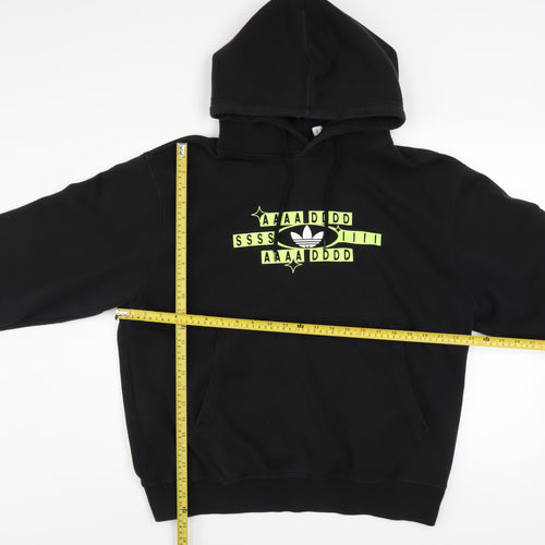 Adidas Men's Black Pullover Hoodie L Logo Graphic Sweatshirt