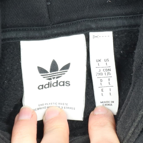 Adidas Men's Black Pullover Hoodie L Logo Graphic Sweatshirt
