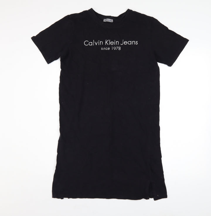 Calvin Klein Jeans Women's Black Cotton T-Shirt Dress Size S