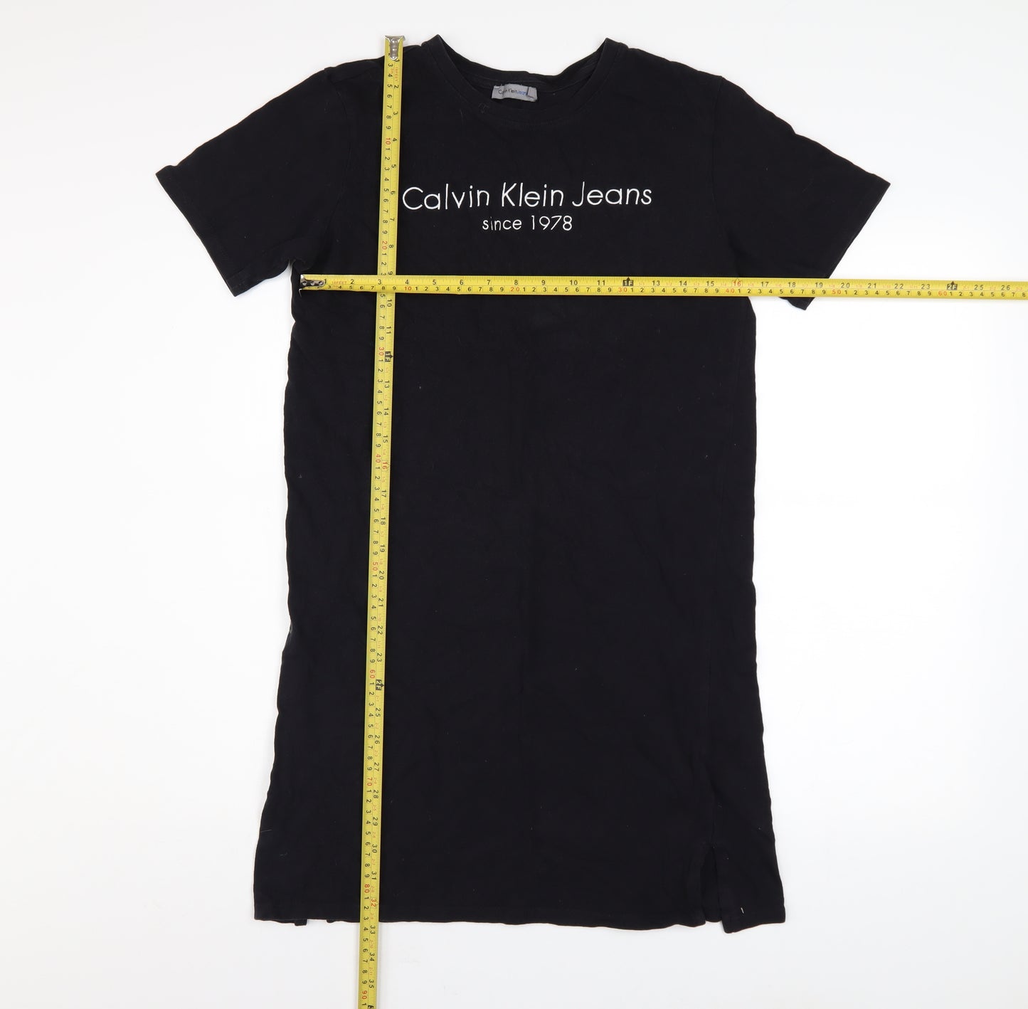 Calvin Klein Jeans Women's Black Cotton T-Shirt Dress Size S