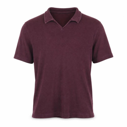 Reiss Men's Purple Short Sleeve Collared Knit Cotton Top M