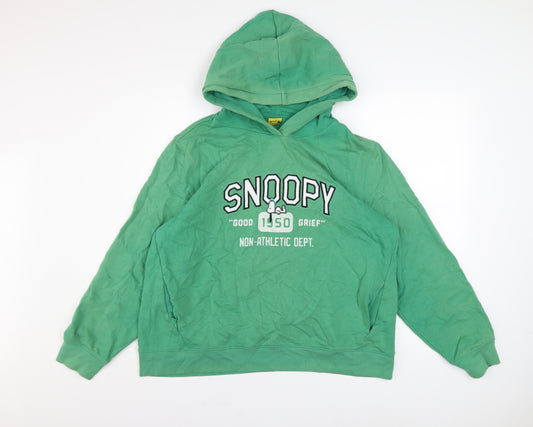 Marks and Spencer Peanuts Womens Green Snoopy Hoodie M Cotton Blend
