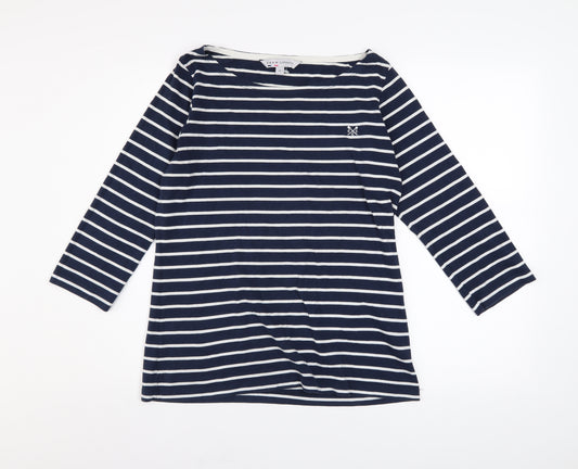 Crew Clothing Co. Women's Blue White Striped Boat Neck Cotton Top Size 12