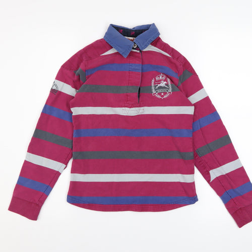 Tottie Womens XS Multicoloured Striped Polo Shirt Long Sleeve Cotton