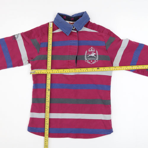 Tottie Womens XS Multicoloured Striped Polo Shirt Long Sleeve Cotton