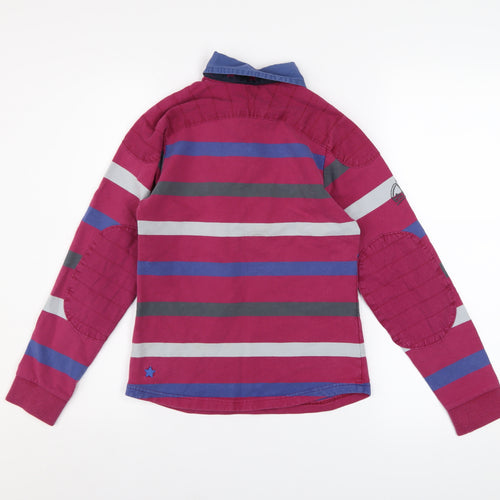 Tottie Womens XS Multicoloured Striped Polo Shirt Long Sleeve Cotton