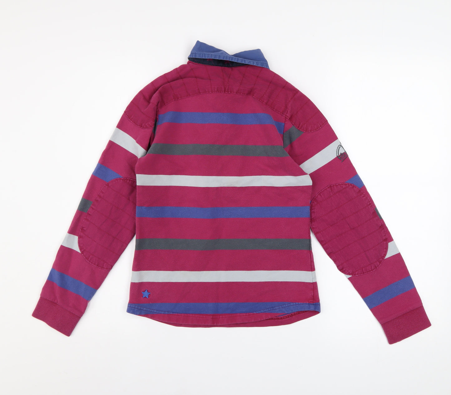 Tottie Womens XS Multicoloured Striped Polo Shirt Long Sleeve Cotton