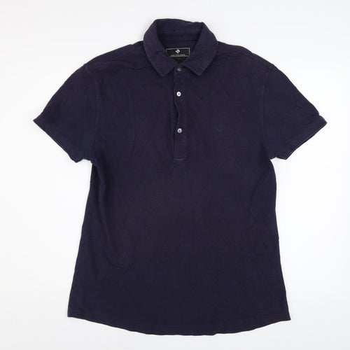 Hardy Amies London Men's Navy Blue Cotton Short Sleeve Polo - Size M