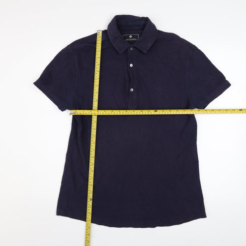 Hardy Amies London Men's Navy Blue Cotton Short Sleeve Polo - Size M
