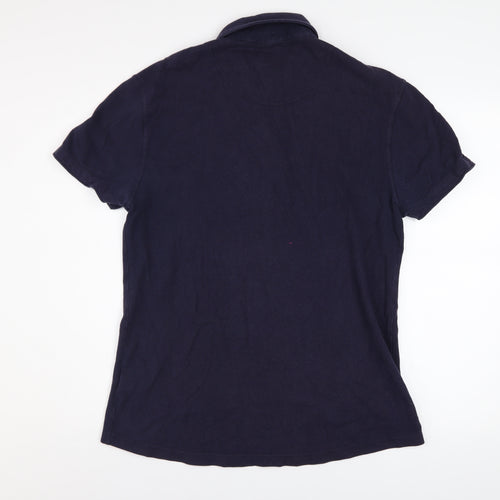 Hardy Amies London Men's Navy Blue Cotton Short Sleeve Polo - Size M