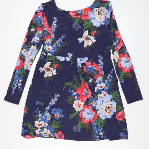 Joules Women's Blue Floral Long Sleeve Cotton Tunic Jumper Size 14