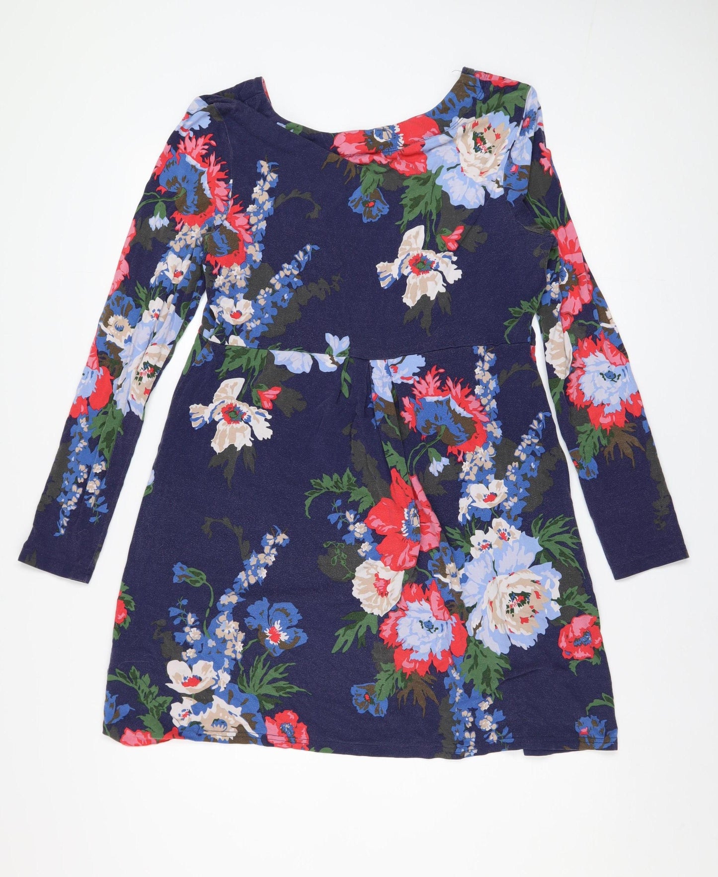 Joules Women's Blue Floral Long Sleeve Cotton Tunic Jumper Size 14