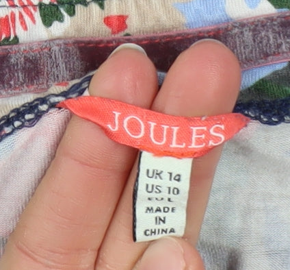 Joules Women's Blue Floral Long Sleeve Cotton Tunic Jumper Size 14
