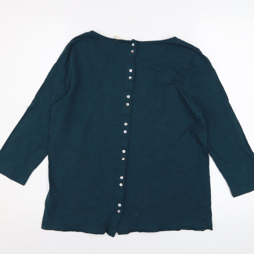 White Stuff Blue Cotton 3/4 Sleeve Tunic Blouse Size 12 Women's