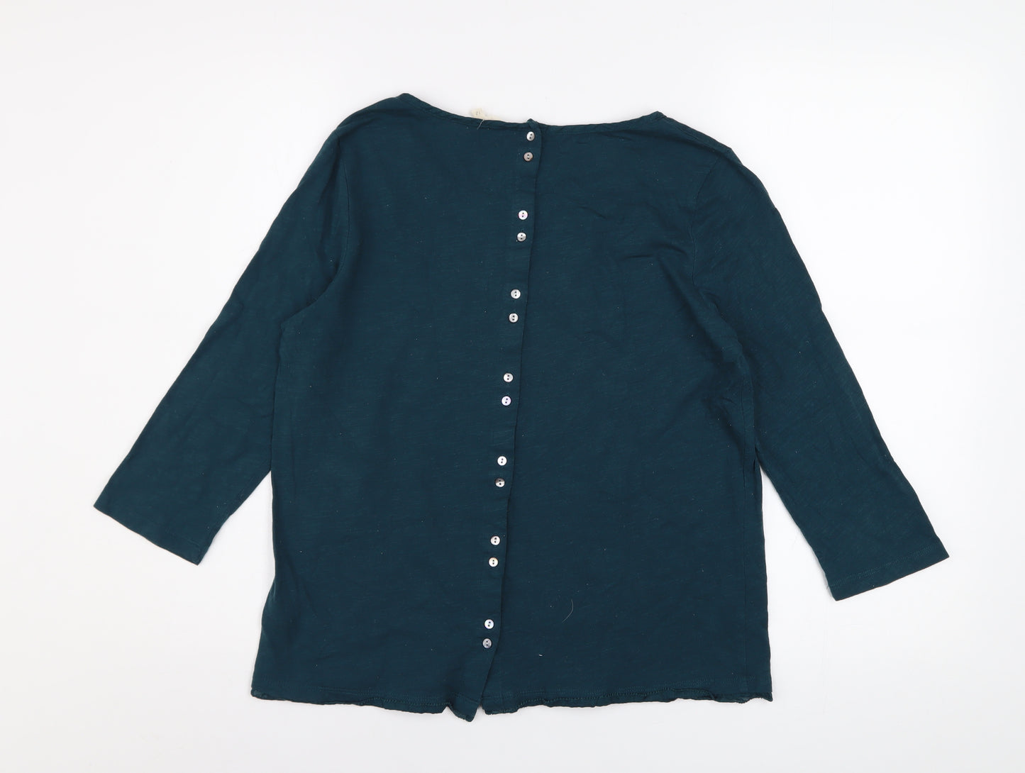 White Stuff Blue Cotton 3/4 Sleeve Tunic Blouse Size 12 Women's