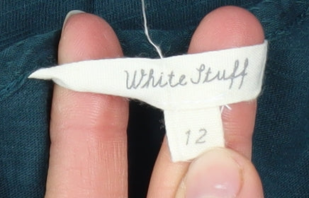 White Stuff Blue Cotton 3/4 Sleeve Tunic Blouse Size 12 Women's