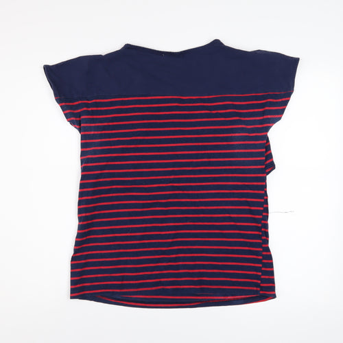 SMALLSHOW Women's Blue Striped Cotton T-Shirt Size M