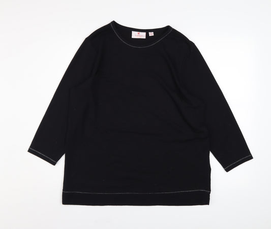 Quacker Factory Women’s Black 3/4 Sleeve Basic Stretch Top Size M