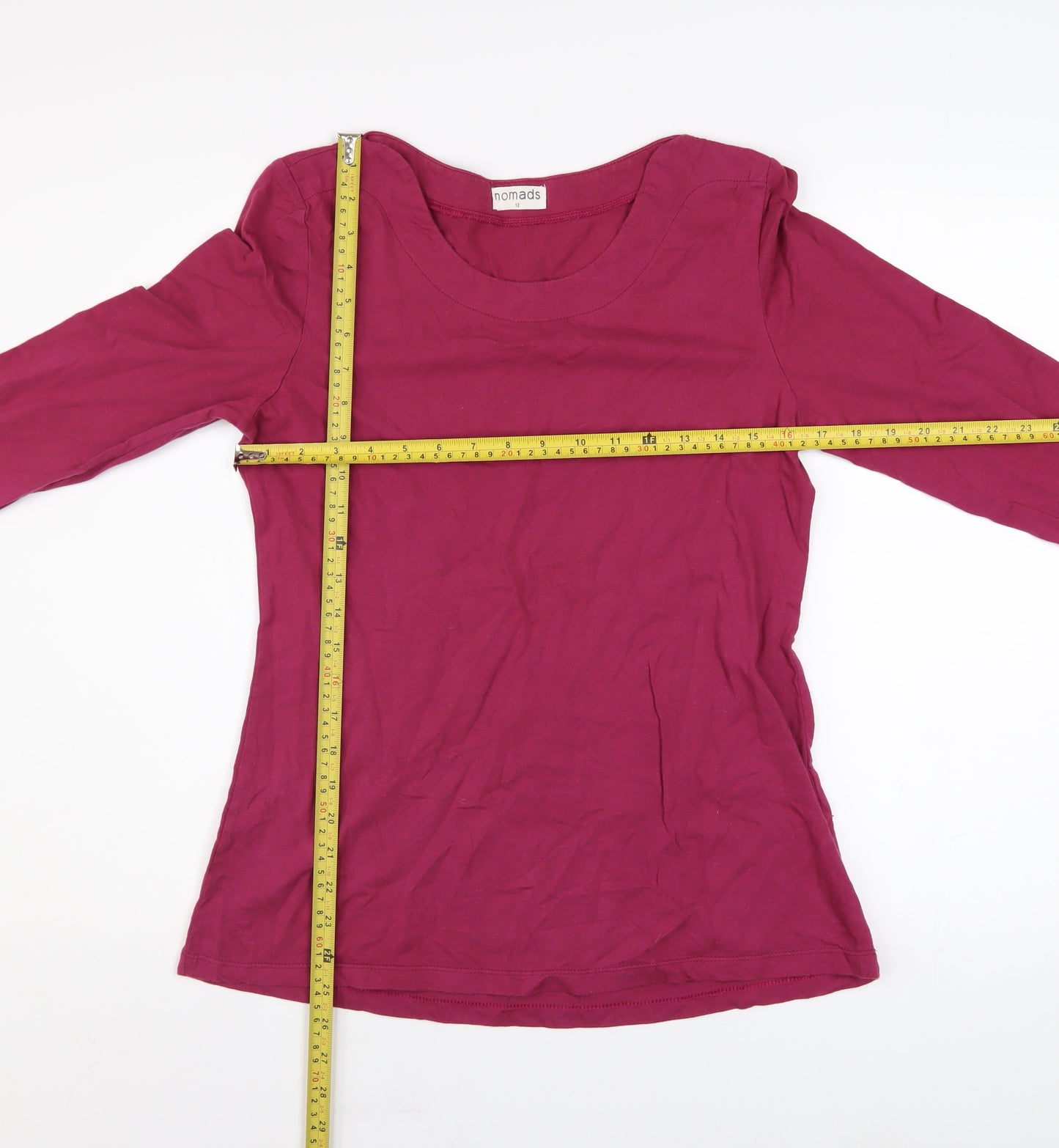 Nomads Women's Pink Cotton Long Sleeve Basic T-Shirt Size 12