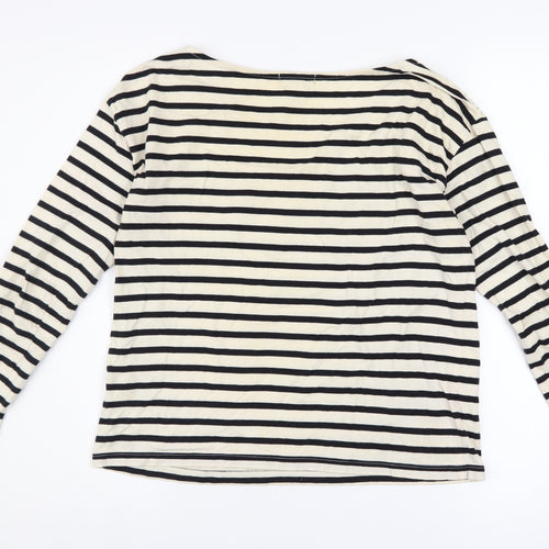La Redoute Women’s Black & Ivory Striped Lace Long Sleeve T-Shirt UK 6/8