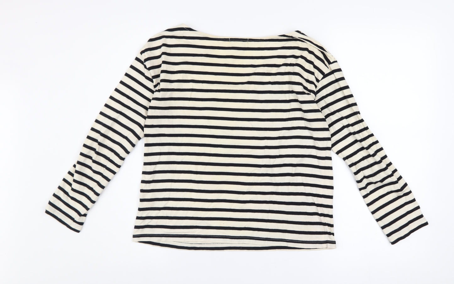 La Redoute Women’s Black & Ivory Striped Lace Long Sleeve T-Shirt UK 6/8