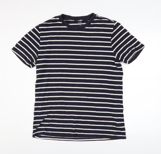 GAP Men's Navy White Striped Classic Cotton T-Shirt Size M