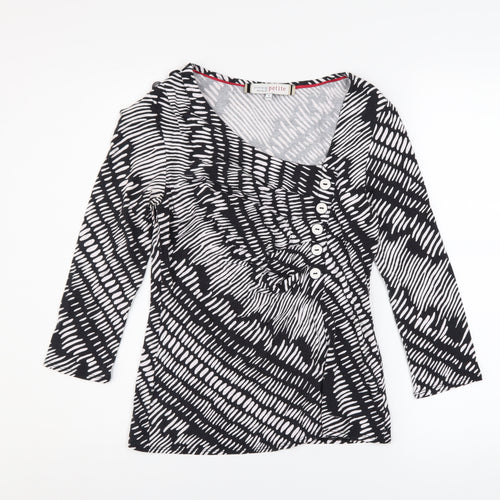 Principles by Ben de Lisi Petite Black Geometric Tunic Top Size 8