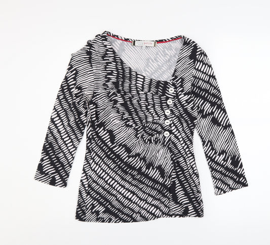 Principles by Ben de Lisi Petite Black Geometric Tunic Top Size 8