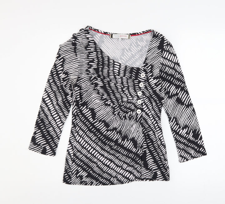 Principles by Ben de Lisi Petite Black Geometric Tunic Top Size 8